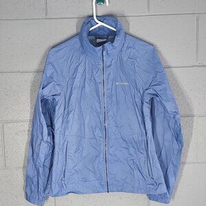 Columbia Rain Coat Hooded Nylon Jacket - Blue - Size Medium